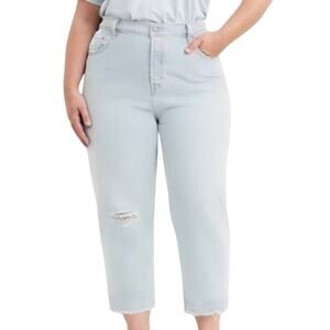 NWT Levi 501 Original Cropped Jeans Womens 26W Cut-off Hem High Rise Light Wash